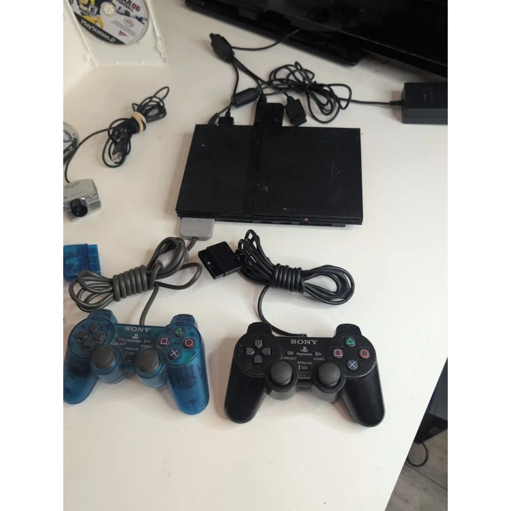 Sony PlayStation 2 PS2 Slim Black Console Bundle Controller Cables Games Tested